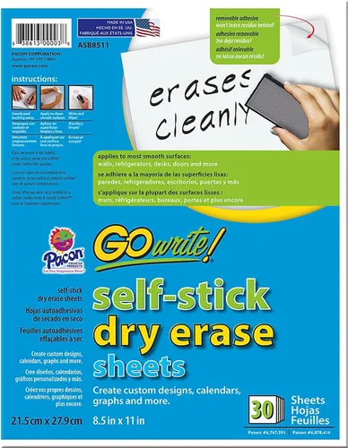 Vista 5 de GoWrite! Hojas de aprendizaje de borrado en seco de 3/4 x 3/8 x 1/4 pulgadas, con rayas de 11 x 8-1/4 pulgadas, 5 hojas, color blanco (LB8511)