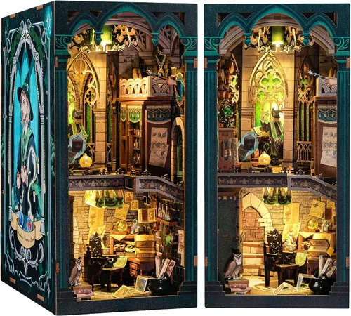 Vista 13 de CUTEBEE - Kit de rincón de libros - Kit de casa de muñecas en miniatura DIY para adultos, decoración de estantería de casa pequeña Booknook