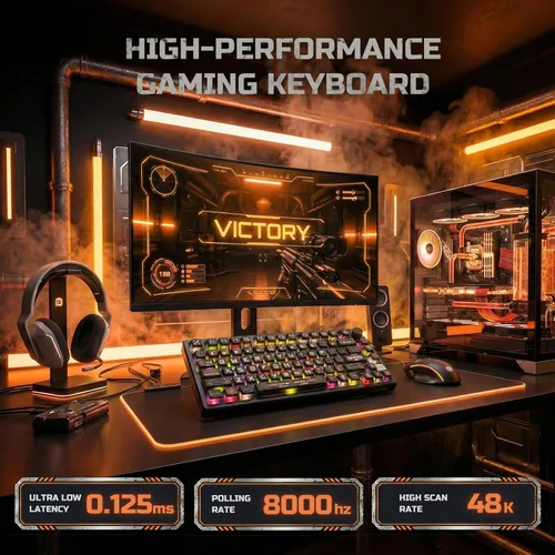 Vista 4 de RK ROYAL KLUDGE 75% HE Mechanical Gaming Keyboard Wired Hall Effect Magnetic Compact Keyboard with Rapid Trigger 8000Hz Polling Rate Hot Swappable