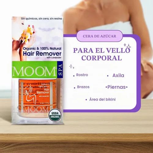 Vista 5 de MOOM USDA - Kit de depilación de azúcar orgánico con lavanda para mujeres