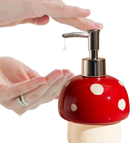 Vista 4 de Dispensador de jabón de setas, decoración de cocina y baño, decoración de núcleo de cabaña