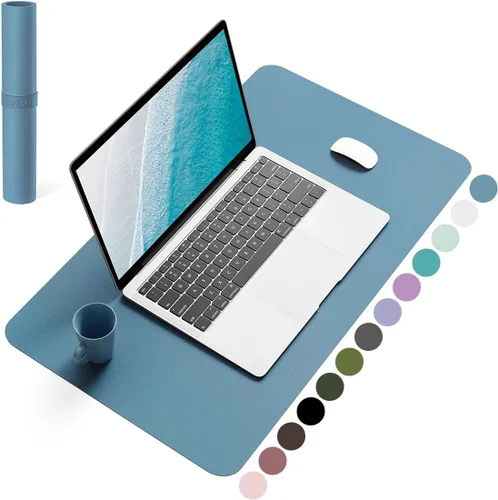 Vista 57 de YSAGi Alfombrilla de Escritorio de Cuero Antideslizante, Alfombrilla de Teclado para Escritorio de Computadora Portátil Impermeable, Protector