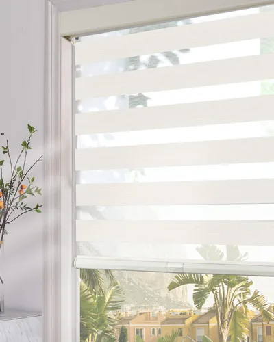 Vista 13 de Persilux Persianas Cebra Inalámbricas para Ventanas (15" An x 47" Al, Blanco) Persianas Cebra de Filtrado de Luz para Ventanas Interiores, Cortinas