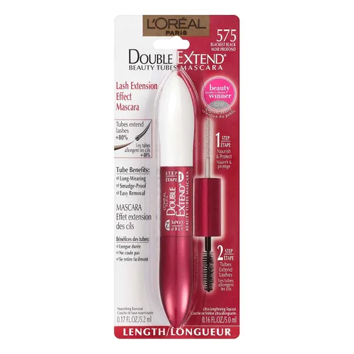 Vista 4 de Loreal Paris Double Extend Beauty Tubes - Máscara negra más negra, 3 por caja.