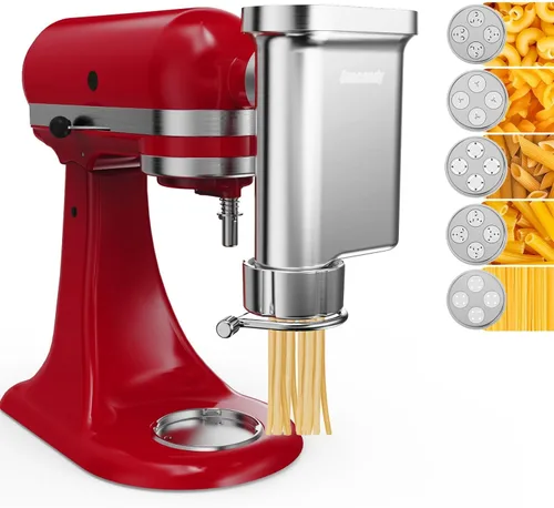 Vista 9 de Accesorio de metal para hacer pasta KitchenAid, accesorio de pasta 3 en 1 para batidora de pie, accesorio de rodillo de pasta ajustable de 8