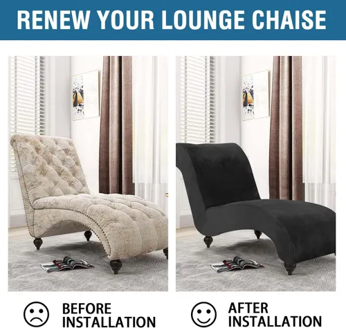 Vista 6 de H.VERSAILTEX Funda para Chaise Lounge de Interior de Terciopelo Funda Deslizable para Chaise de Alta Elasticidad Funda para Silla Lounge Funda