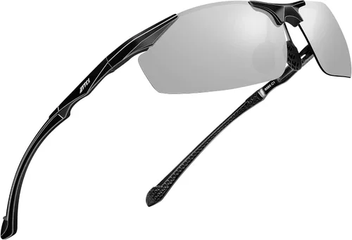 Vista 9 de ATTCL Gafas de sol polarizadas con protección UV para hombre, marco de metal Al-Mg, color verde claro