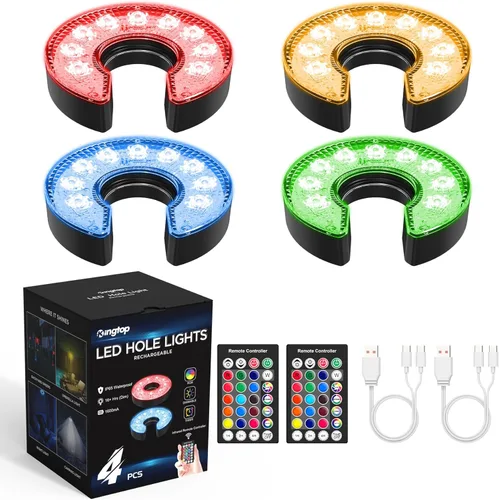 Vista 13 de KINGTOP Luz de hoyo de golf LED recargable - Impermeable, lente de iluminación enfocada, control remoto, perfecta para práctica nocturna de golf