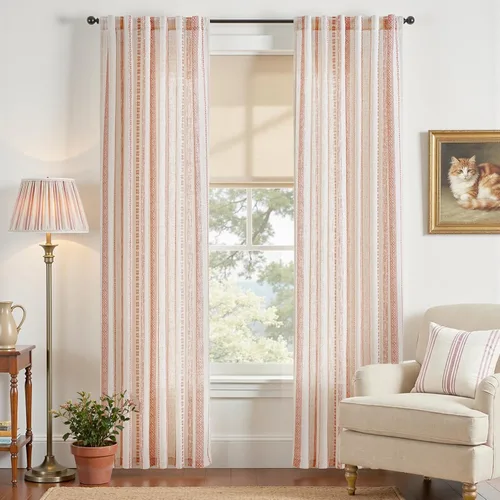 Vista 19 de jinchan Cortinas de lino bohemias para sala de estar, cortinas semitransparentes para dormitorio, 63 pulgadas de largo, cortinas de granja