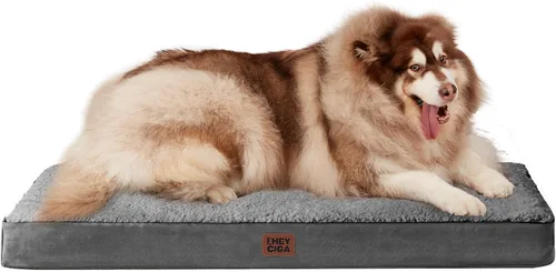 Vista 14 de EHEYCIGA Camas ortopédicas XXL para perros jumbo con funda extraíble lavable para jaula, gris, 47 x 29 pulgadas