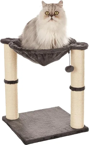 Vista 8 de Yaxa Basics - Torre para gatos con hamaca y postes rascadores para gatos de interior, 15.8 x 15.8 x 19.7 pulgadas, beige
