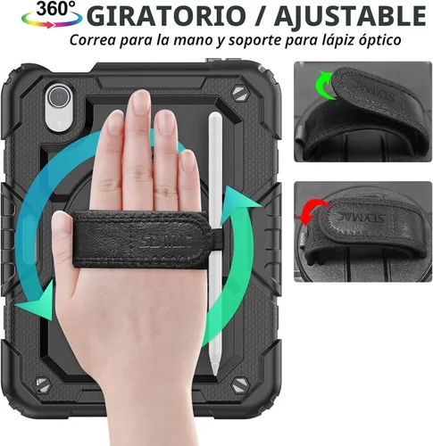 Vista 2 de SEYMAC stock Funda para iPad mini 7 (A17 Pro) 2024/Mini 6 de 8.3 pulgadas con protector de pantalla y soporte para lápiz