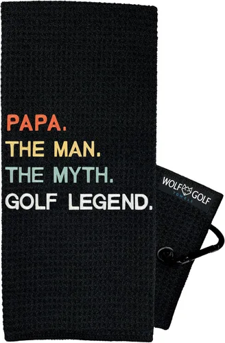Vista 11 de Wolf Golf Towels - Toalla de golf Best Dad by Par - Accesorios de golf para hombre - Regalos de golf para hombres - Toalla de golf divertida bordada