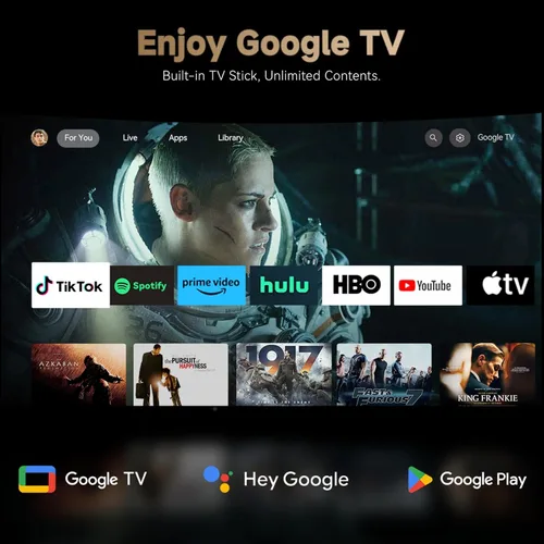 Vista 2 de Proyector Wanbo X5 Pro Google TV compatible con 4K, proyector inteligente de 1100 lúmenes ANSI con WiFi y Bluetooth, proyector de películas