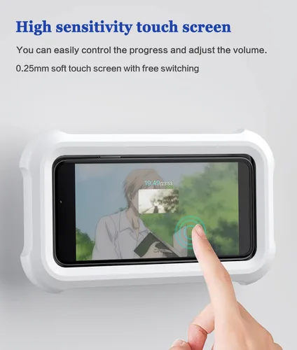 Vista 3 de Soporte impermeable para teléfono de ducha con rotación de 360°, ángulo ajustable, soporte de teléfono montado en la pared para espejo de baño