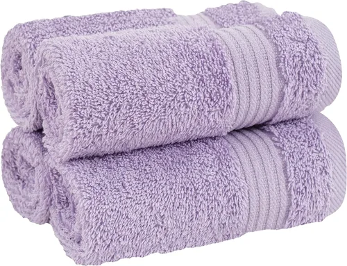 Vista 5 de Cotton Paradise 100% Cotton Turkish Washcloth Set for Bathroom, 4 Piece Soft Absorbent Small Hand Face Towels Wash Rags, Lilac