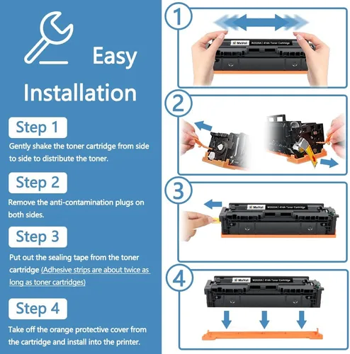 Vista 3 de MxVol Paquete de 4 cartuchos de tóner 414A, chip patentado, repuesto compatible para impresoras HP 414A W2020A 414X W2020X, funciona con HP