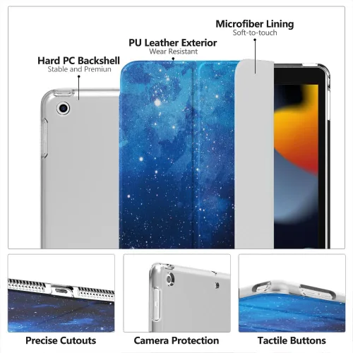 Vista 4 de MoKo Funda para iPad 10.2, iPad de 9 generación 2021, iPad de 8 generación 2020, iPad de 7 generación 2019, funda inteligente delgada con soporte