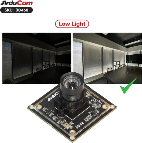 Vista 7 de Arducam Módulo de cámara USB 1080P, cámara Lightburn de baja distorsión de poca luz, 2MP CMOS IMX323 Mini UVC USB2.0 placa de cámara web con lente
