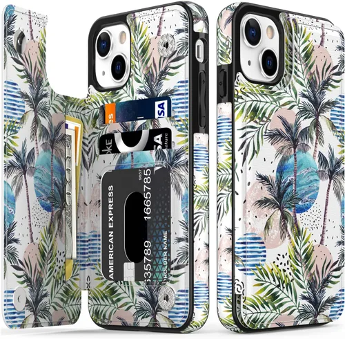Vista 242 de LETO para iPhone 15 Pro Funda tipo cartera - Tapa tipo folio con patada - Diseños de moda - Tarjetero - Funda protectora para mujeres y niñas - 6.1