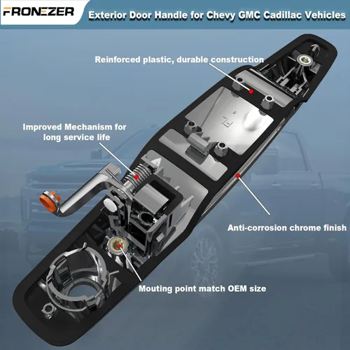 Vista 5 de Manija de puerta exterior, 4 piezas cromadas delanteras traseras del conductor y del pasajero compatibles con Chevy Silverado Suburban Avalanche