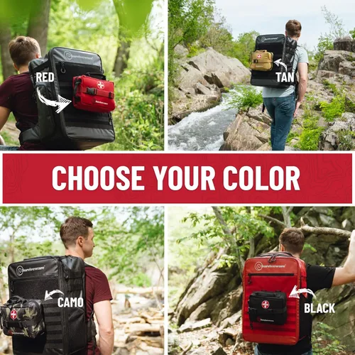 Vista 7 de Surviveware 119 Pcs Comprehensive Premium Survival First Aid Kit - Medical Emergency Kit for Travel Camping Gear, Home Essentials & Outdoor