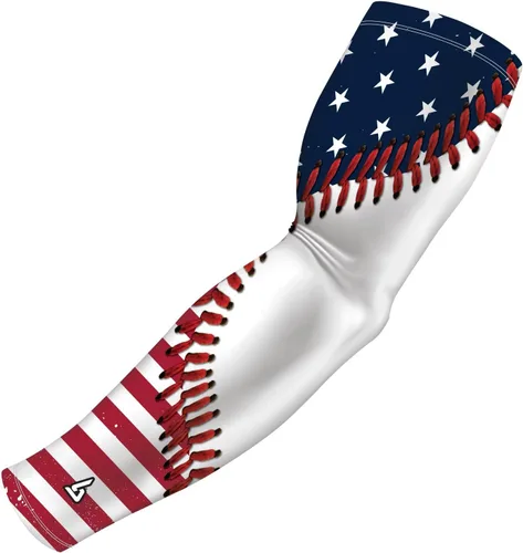 Vista 42 de B-Driven Premium Pro-Fit Sports - Manga de compresión para brazo (individual) con diseños patrióticos, mangas para brazo de béisbol, hombres