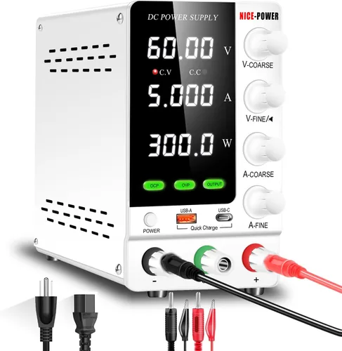 Vista 11 de NICE-POWER Fuente de alimentación CC variable 30V 10A, fuente de alimentación de banco de CC regulada ajustable con interruptor