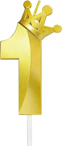 Vista 9 de Vela de cumpleaños número 1/2 de medio año, seis meses, decoración de pastel feliz, corona 3D (corona-1/2, dorado)