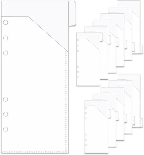 Divisores de carpetas A6 de 6 agujeros con bolsillos y pestañas para presupuestos, carpetas de presupuesto de 6 pestañas, divisores de índice,