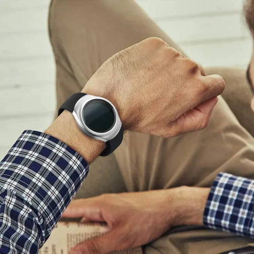 Vista 2 de Compatible con Gear S2 Band, correas deportivas de silicona suave, correa de repuesto ajustable para reloj inteligente Samsung Gear S2, grande