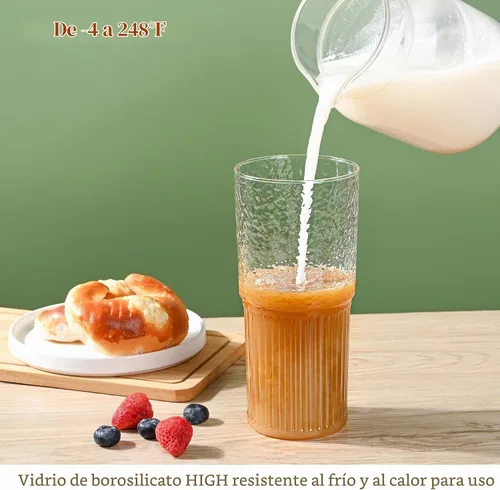 Vista 4 de Vasos de vidrio de 32 onzas con asa y tapas de bambú y pajitas, paquete de 2 vasos de vidrio de borosilicato para café helado, batidos, bebidas