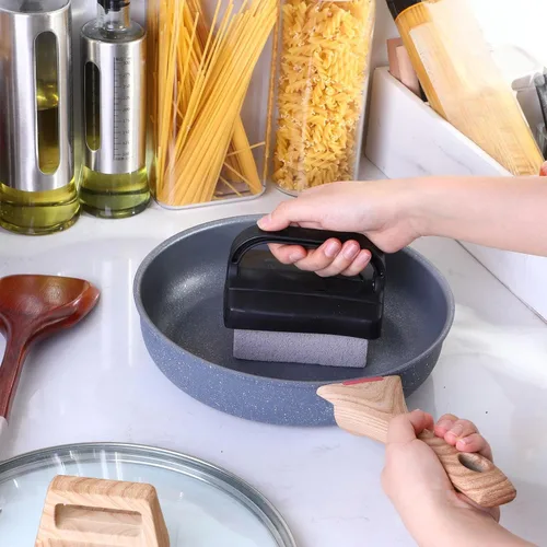 Vista 8 de Dunzy Paquete de 9 parrillas de limpieza de ladrillos con bloques de piedra pómez, limpiador de parrilla de limpieza de parrilla con mango