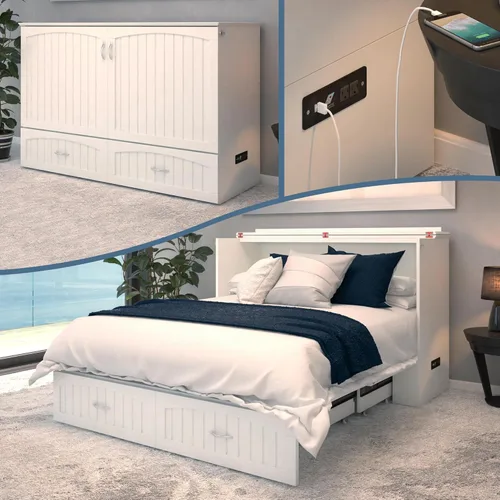 Vista 25 de AFI, Southampton Murphy - Cómoda de cama individual XL con colchón de 6 pulgadas, cajón de almacenamiento y cargador USB integrado, color gris
