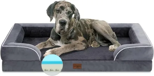 Vista 125 de Comfort Expression Cama ortopédica para perros extra grandes de 45 x 35 pulgadas, cama para mascotas XL de espuma tipo caja de huevos impermeable