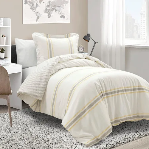 Vista 22 de Lush Decor Funda de Edredón Reversible de Algodón a Rayas Estilo Granja Twin XL Juego de 2 Piezas Azul - Juego de Ropa de Cama Twin XL - Funda