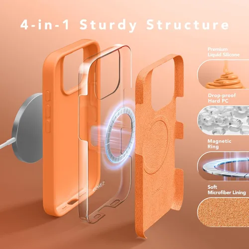 Vista 386 de GONEZ Funda magnética para iPhone 14, compatible con Magsafe, con protector de pantalla + protector de cámara, forro de microfibra antiarañazos