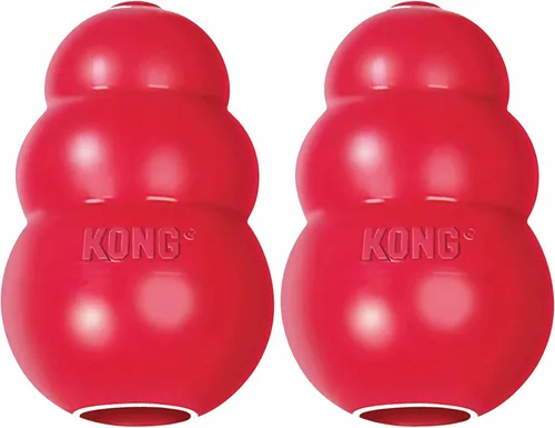 Vista 13 de Juguete masticable clásico Kong para perros - Juguete de buscar y masticar para perros - Capacidad para rellenar con premios y rebote errático