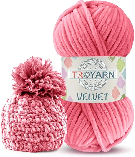 Vista 32 de Hilo de Chenilla para Ganchillo - 100g (121m), Hilo Suavísimo y Esponjoso, Perfecto para Mantas de Bebé y Amigurumi, Tamaño 6