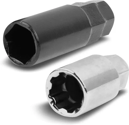 Vista 5 de DNA Motoring Tuercas de llanta de extremo cerrado M12x1.25, 16 tuercas hexagonales universales + 4 tuercas de bloqueo estriadas con llaves Negro