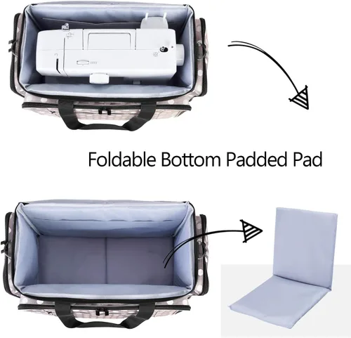 Vista 3 de LUXJA Bolsa de transporte para máquina de coser con cubierta para máquina de coser, puntos grises