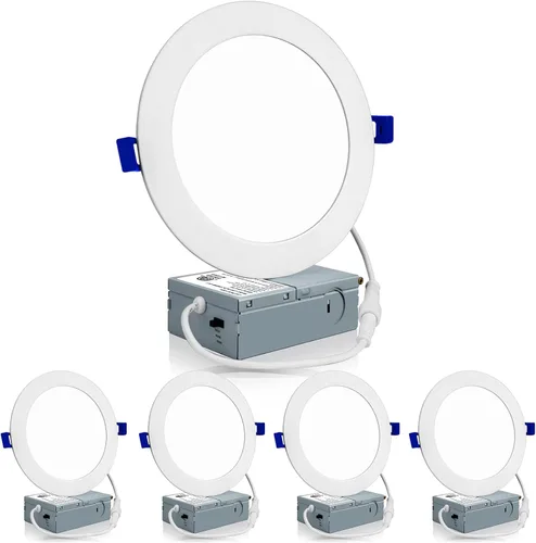 Vista 11 de Meconard Paquete de 4 luces LED empotrables de techo de 4 pulgadas con caja de conexiones, 3000 K/4000 K/5000 K seleccionables, 9 W = 75 W 750 LM