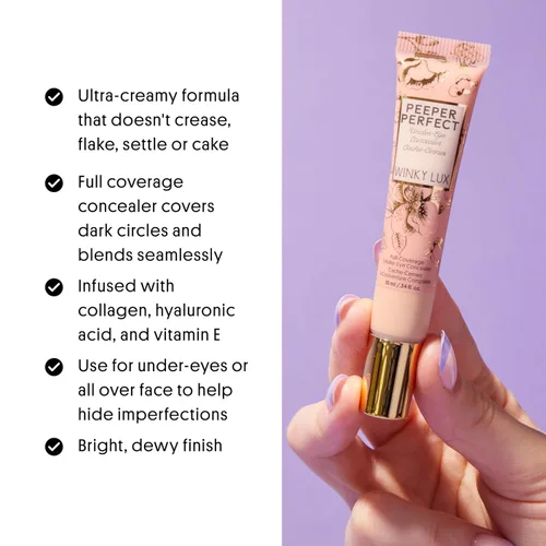 Vista 3 de Winky Lux Peeper Perfect - Corrector para debajo de los ojos, maquillaje y iluminador para los ojos, corrector de cobertura completa para ojeras