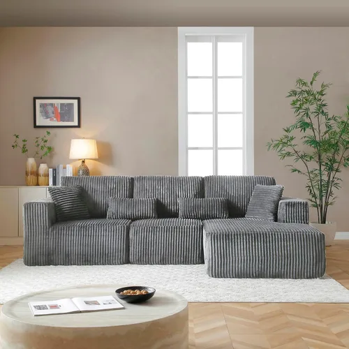 Vista 15 de Sofá modular de 110 pulgadas, sofá modular Cloud con asiento profundo, sofás tapizados sin hueso para sala de estar, sofá modular moderno