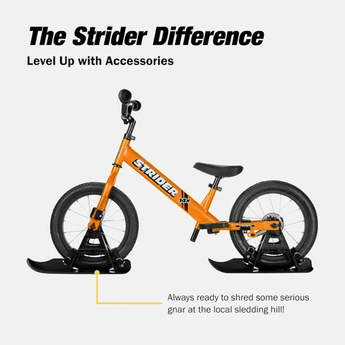 Vista 4 de Strider Juego de Esquís de Nieve 14x Sport – Transforma la bicicleta de equilibrio en trineo – Se adapta a nuestra bicicleta de equilibrio 14x