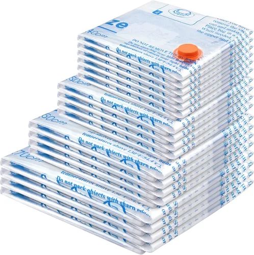 Vista 7 de Bolsas de almacenamiento al vacío 20 combos (4 Jumbo/4 Grandes/4 Medianas/4 Pequeñas/4 Enrollables), bolsas de embalaje de plástico, bolsas