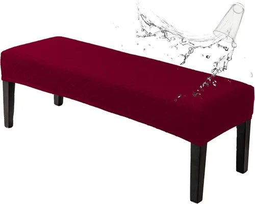 Vista 17 de Genina Fundas impermeables para banco de comedor, protector de asiento de banco de jacquard elástico, funda de banco rectangular para dormitorios