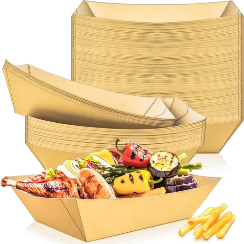 Vista 12 de MotBach paquete de 80 unidades de bandejas de papel para barco de comida de 0.5 libras, bandejas desechables de papel pequeñas, recipientes de 0.5