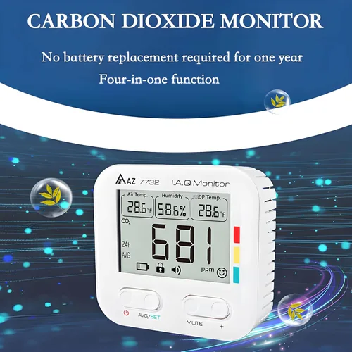 Vista 8 de Monitor de calidad del aire interior, CO₂, monitor de temperatura y humedad, adecuado para espacios sin enchufes como dormitorios en el hogar, salas