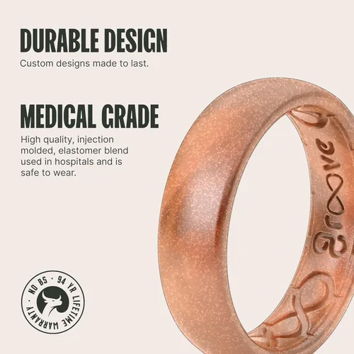 Vista 2 de Groove Life Anillo de boda de goma transpirable para mujer, diseño único, anillo de ajuste cómodo